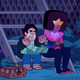 Steven stress eating an engagement cake as Garnet tries not to emphasize how wild his proposal was.
